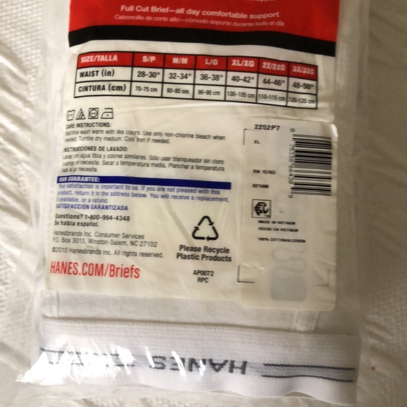 HANES men’s, new in package, 7-XL/XG  white briefs - Picture 6 of 6